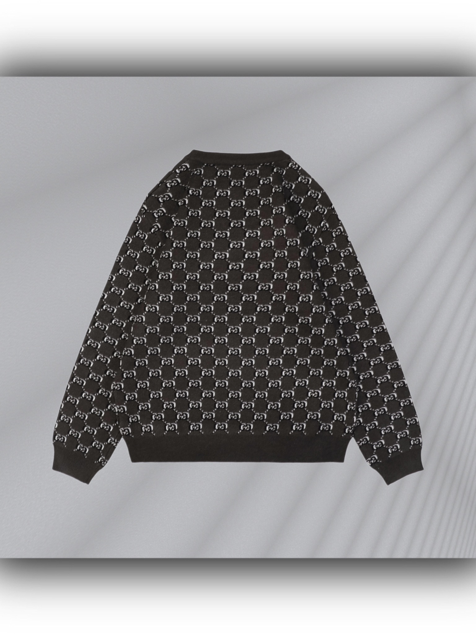 Gucci 24Fw black and white double G jacquard crew neck sweater