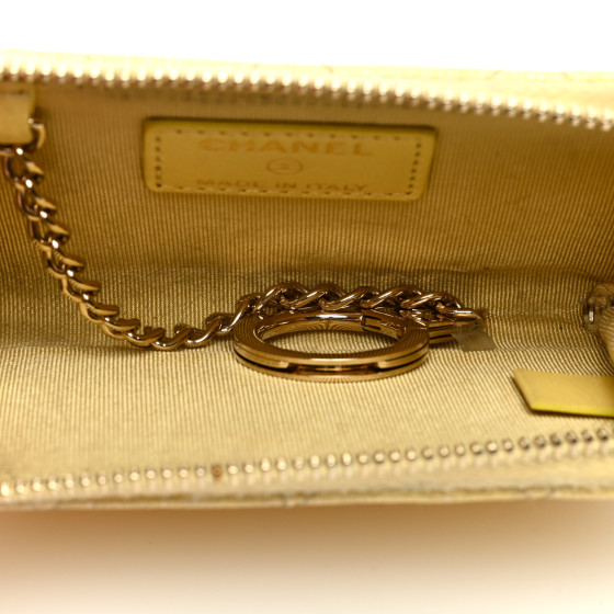 Caviar Quilted Zipped Key Holder Case Yellow