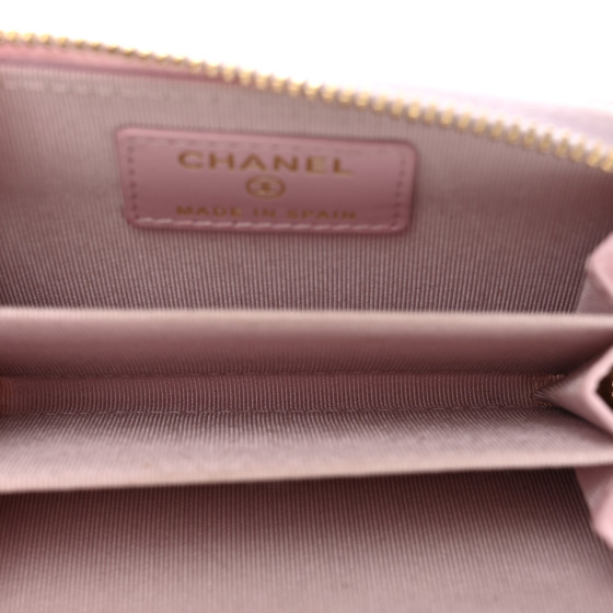 Caviar Quilted Zip Coin Purse Light Pink