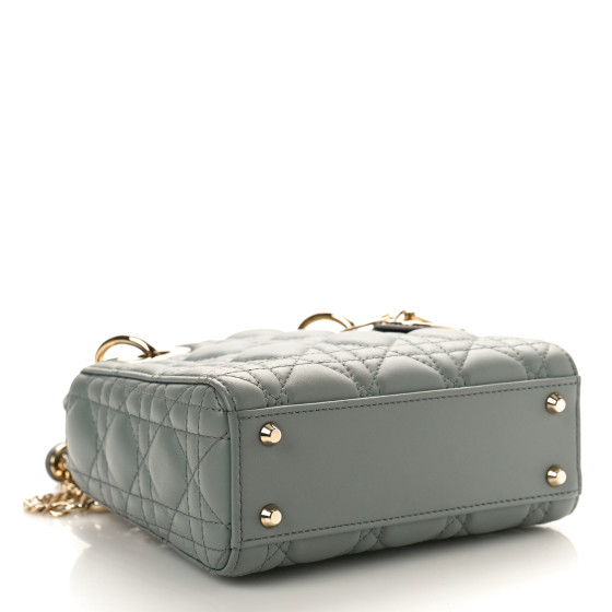 Christian Dior Lambskin Cannage Mini Lady Dior Grey