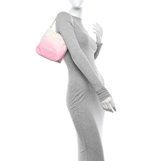 Chanel Patent Gradient Calfskin Quilted Mini Chanel 22 White Light Pink