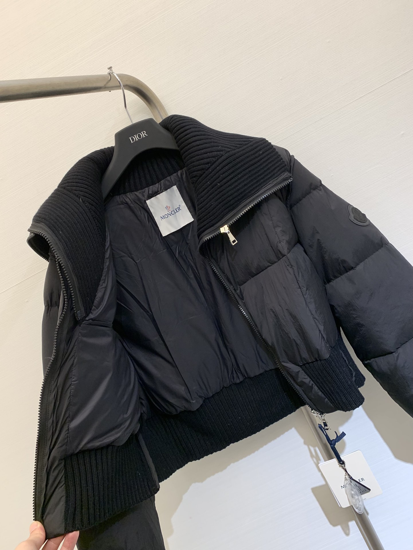 2024 Autumn and Winter Latest Knitted Splicing Large Lapel Jacket Down Jacket