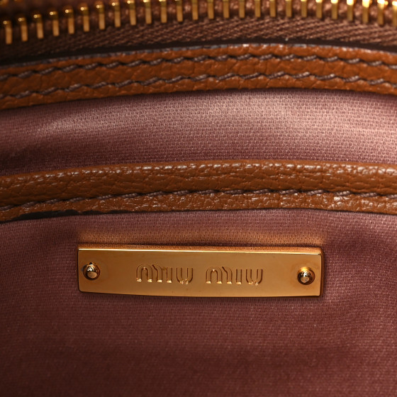 Miu Miu Goatskin Madras Shoulder Bag Cuoio