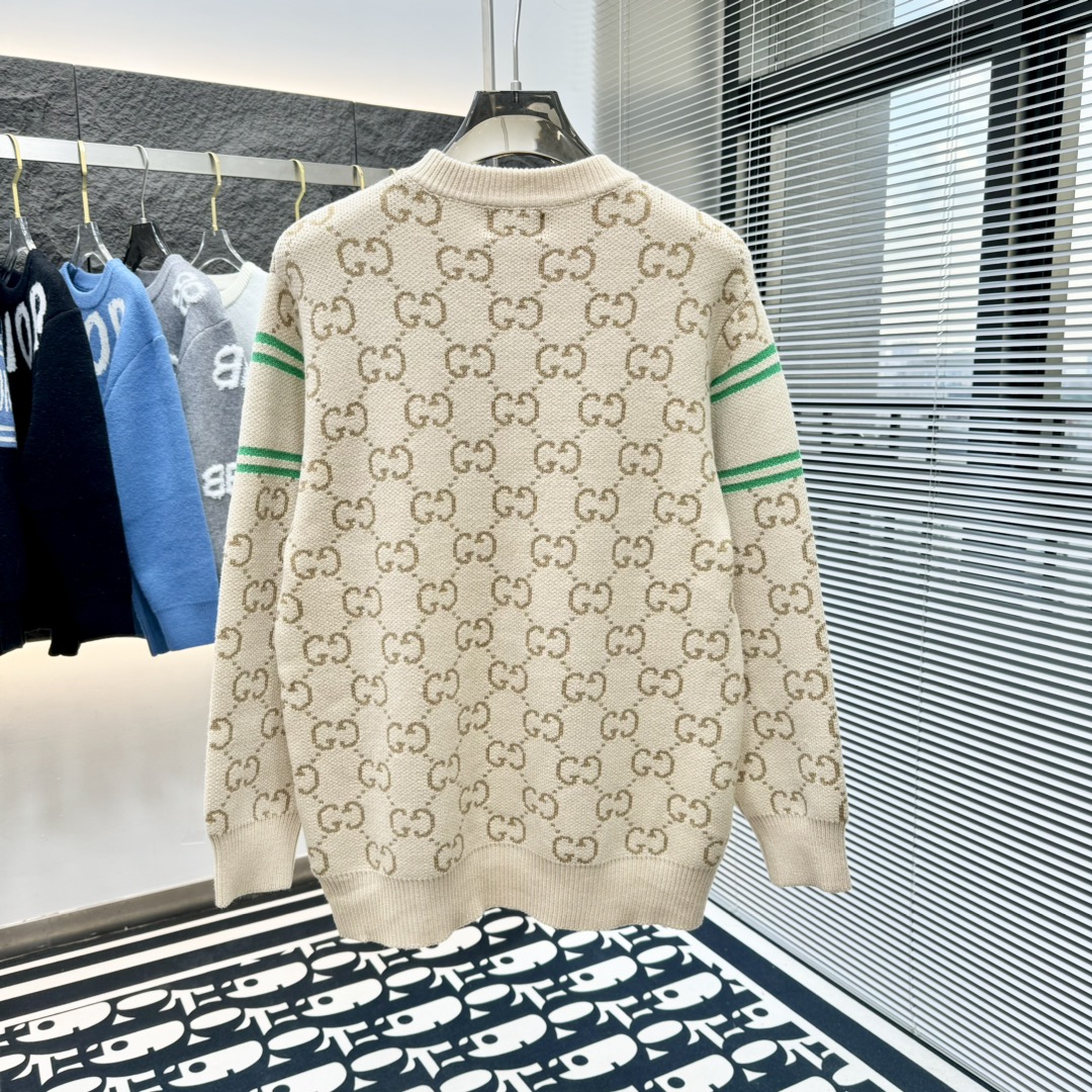 GU Gucci jacquard letter pullover crew neck sweater