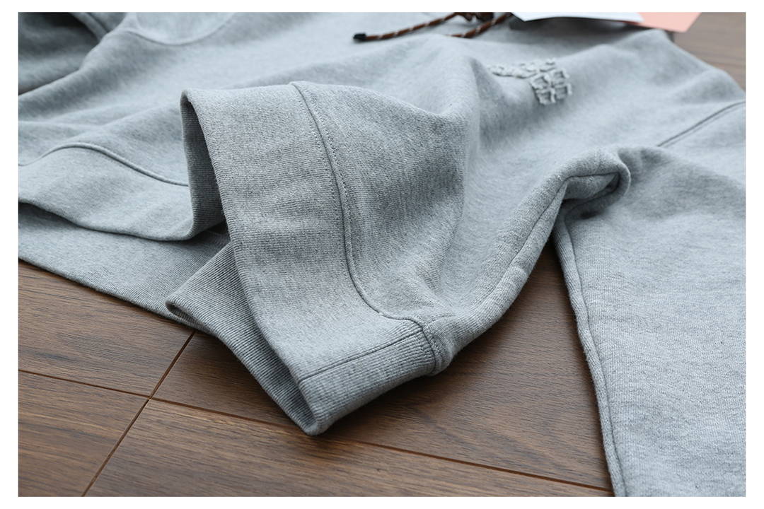 Autumn letter embroidered short hooded sweatshirt