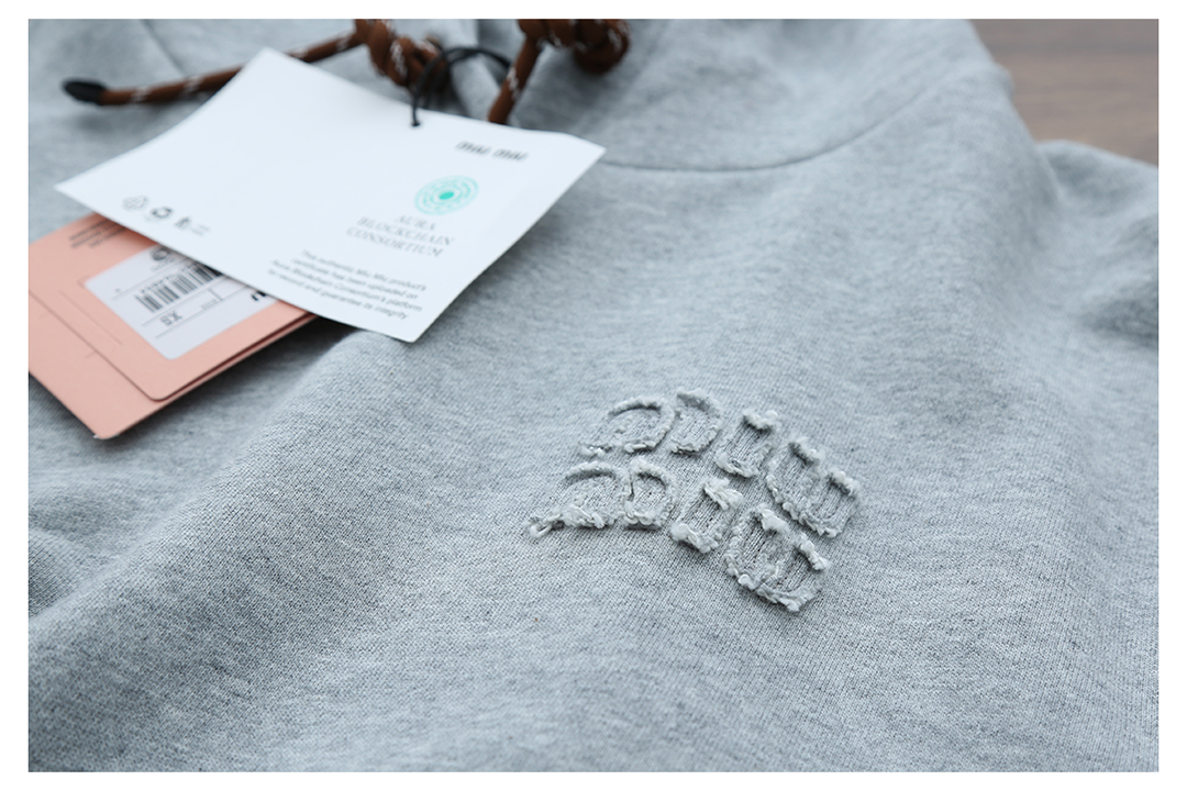 Autumn letter embroidered short hooded sweatshirt