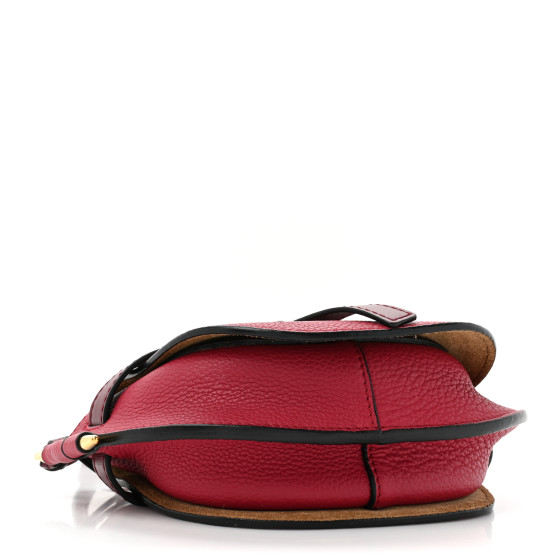 LOEWE Grained Calfskin Mini Gate Crossbody Bag Raspberry Wine
