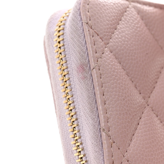 Caviar Quilted Zip Coin Purse Light Pink