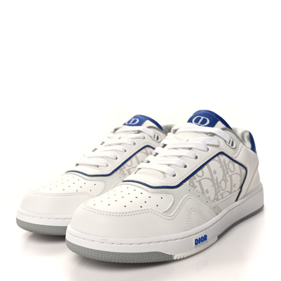 Dior Smooth Calfskin Oblique Galaxy Perforated Mens B27 Low Top Sneakers White Blue