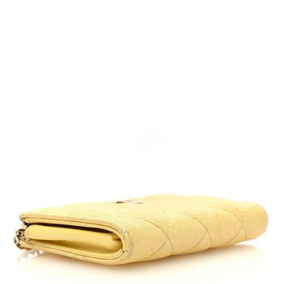 Caviar Quilted Zipped Key Holder Case Yellow