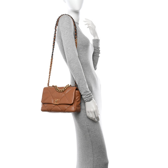 Chanel Lambskin Quilted Medium Chanel 19 Flap Brown
