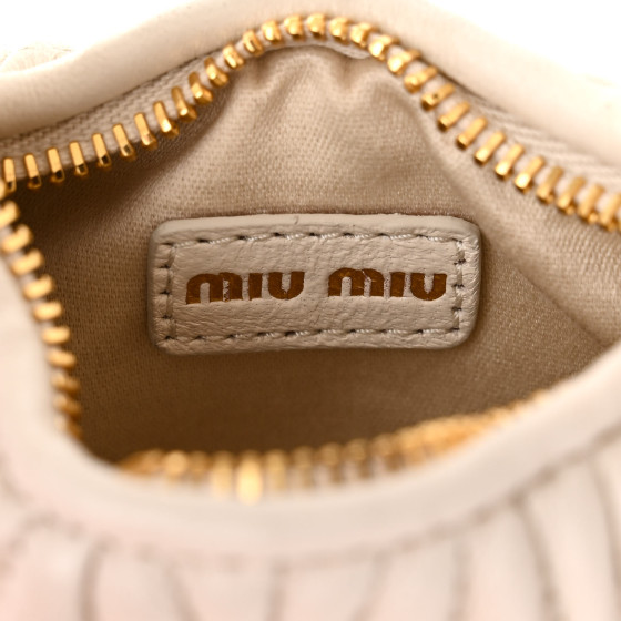 Miu Miu Nappa Matelasse Micro Wander Hobo White