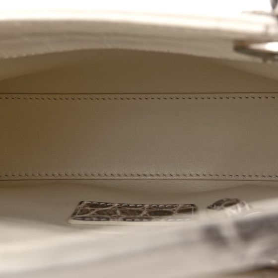 Christian Dior Niloticus Crocodile Himalaya Mini Lady Dior White