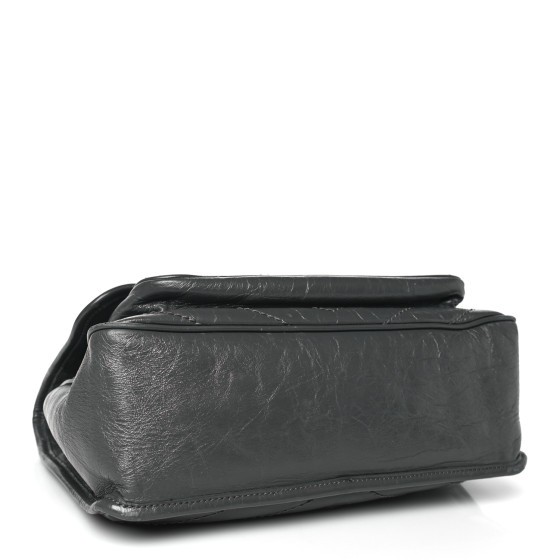 Saint Laurent Crinkled Calfskin Matelasse Monogram Medium Niki Chain Satchel Storm