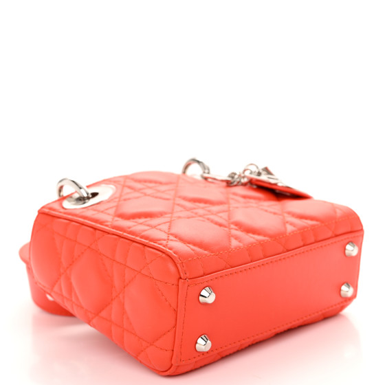 Christian Dior Lambskin Cannage Micro Lady Dior Orange