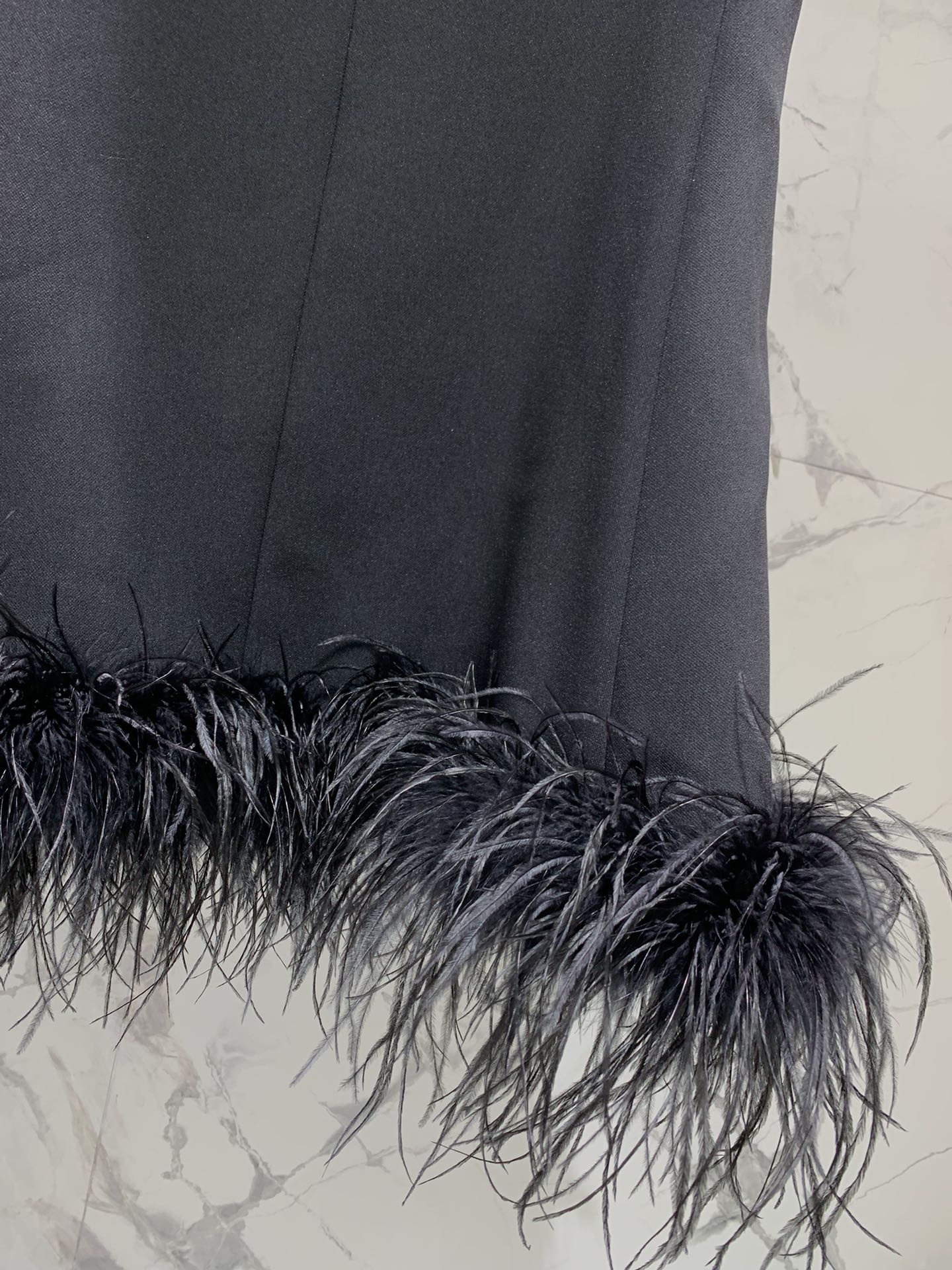 Warren 2024 autumn and winter new bow ๐ ostrich feather dress