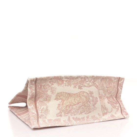 Christian Dior Canvas Toile De Jouy Embroidered Large Book Tote Pink