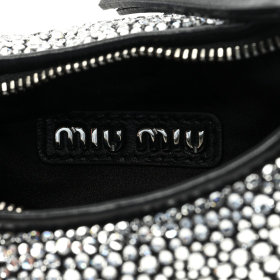 Miu Miu Crystal Silk Starlight Mini Wander Hobo Black