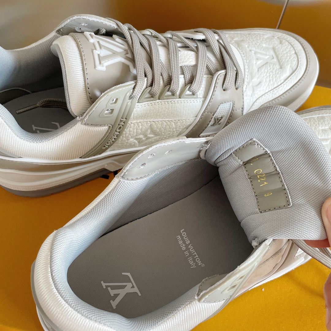 Louis Vuitton White and Grey Sneakers Skateboard Shoes