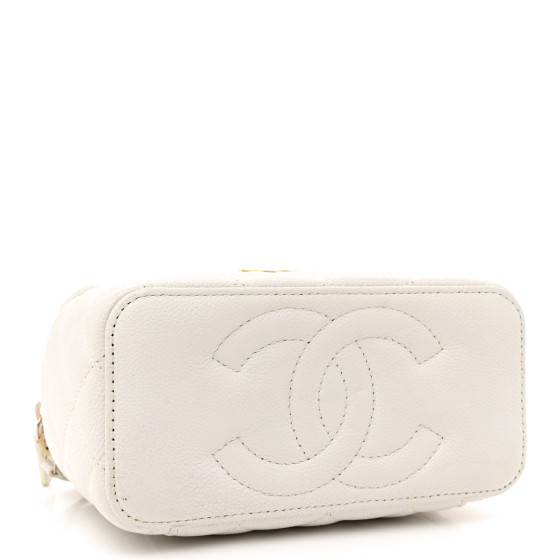 Caviar Quilted Sweetheart Vanity Case White