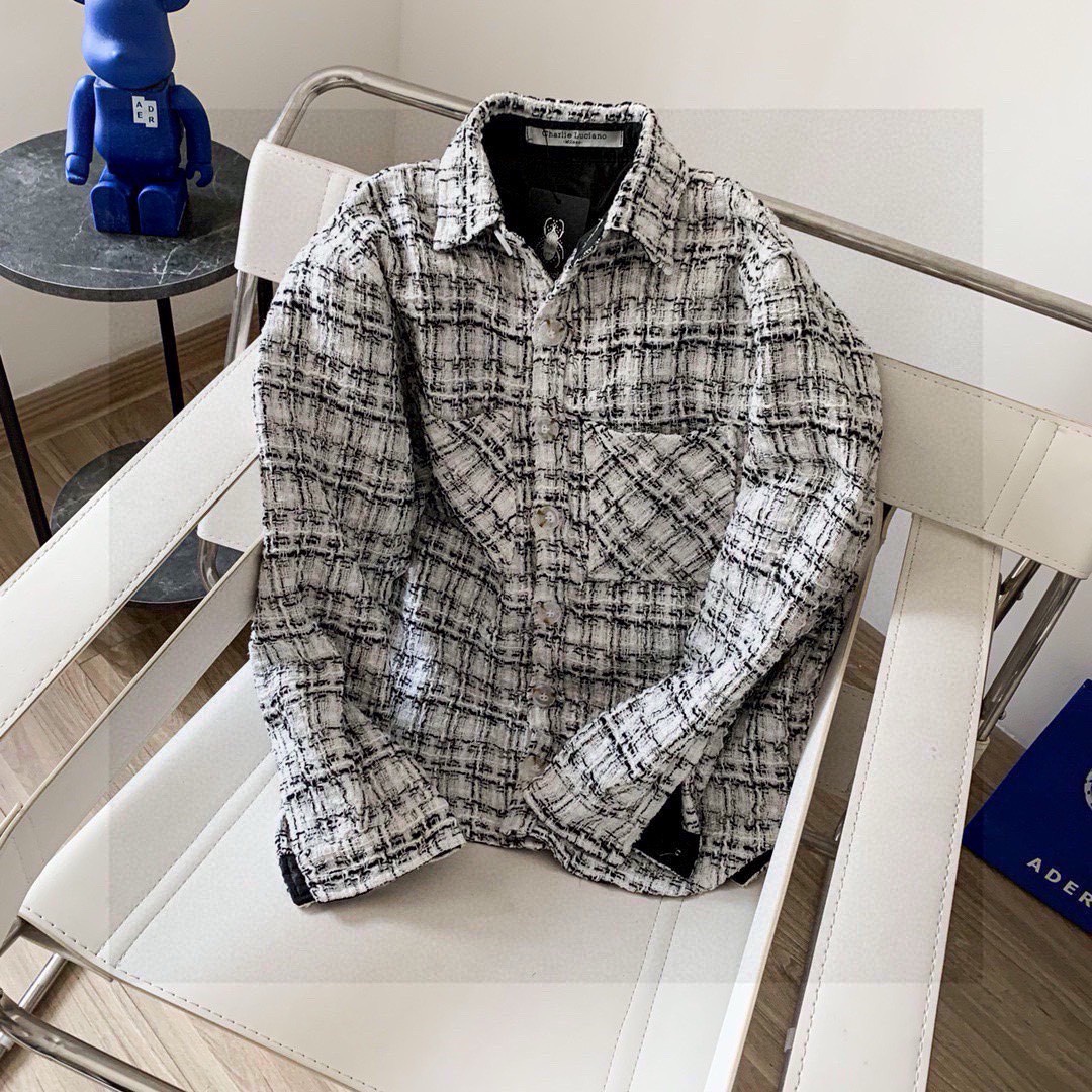 Charlie Luciano cl small fragrant style coarse woven plaid jacket