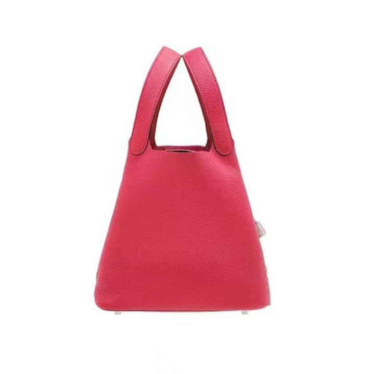 HERMES/ Hermes Classic picotin 18 bucket bag rose red handbag