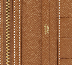 HERMES/ Hermes Bearn Soufflet Gold calfskin Metal H-buckle purse for women H039785CC37