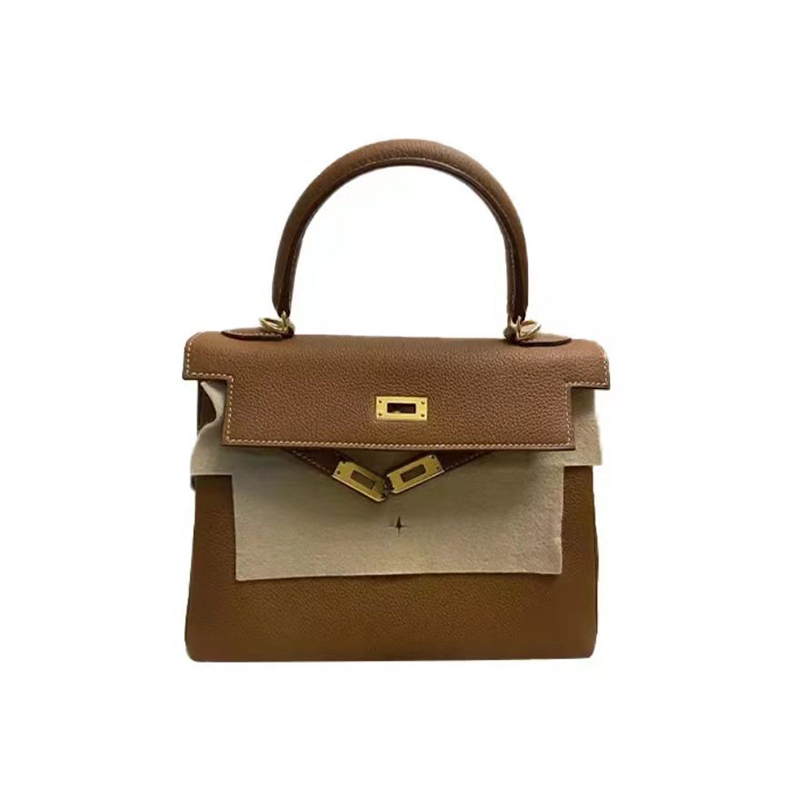 HERMES/ Hermes Kelly 25 Gold button Gold brown Y cut handbag for women