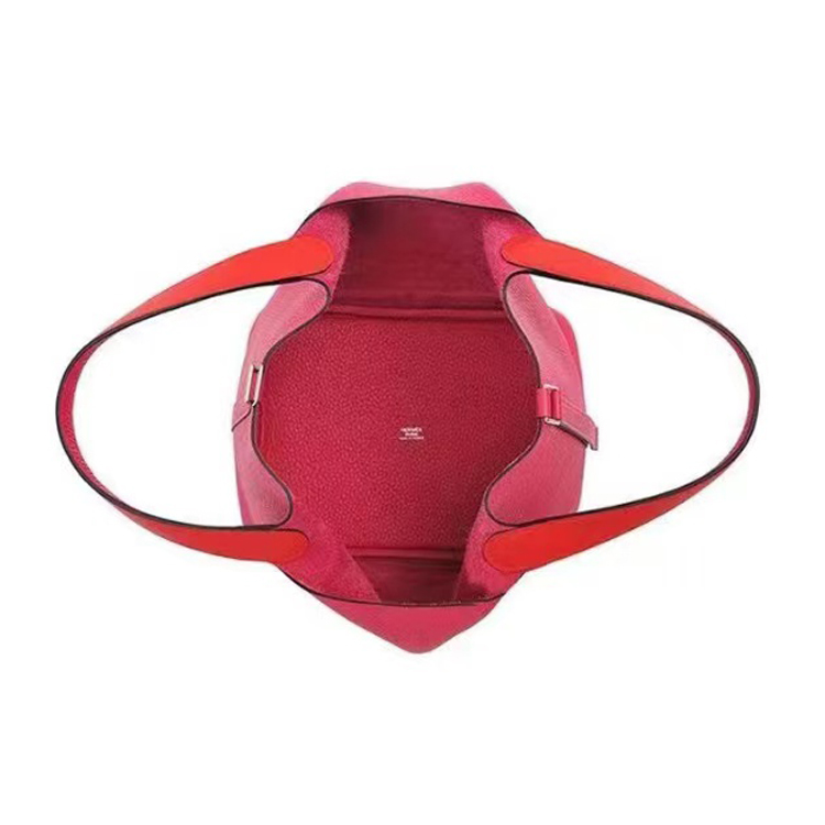 HERMES/ Hermes Classic picotin 18 bucket bag rose red handbag