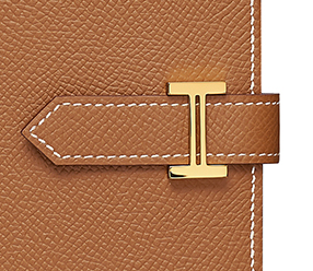 HERMES/ Hermes Bearn Soufflet Gold calfskin Metal H-buckle purse for women H039785CC37