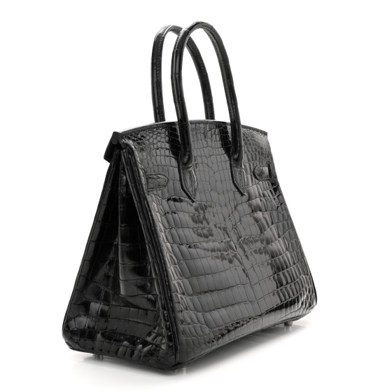 HERMES Shiny Niloticus Crocodile Birkin 30 Black