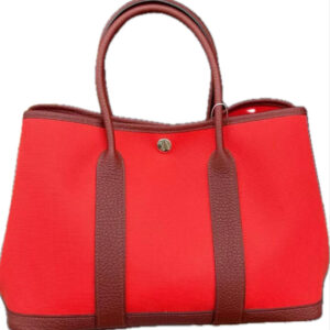 HERMES/ Hermes Garden Party 30 Canvas Negonda calfskin Silver buckle handbag for women