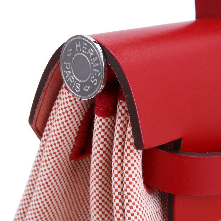 Hermes Herbag 31 Pegasus red cowhide canvas handbag crossbody bag