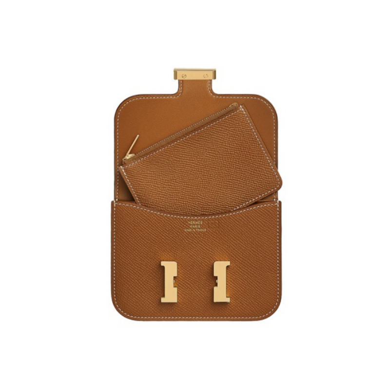 HERMES/ Hermes Constance Slim Gold Buckle H-buckle Cowhide Wallet Card Bag H082060CC18
