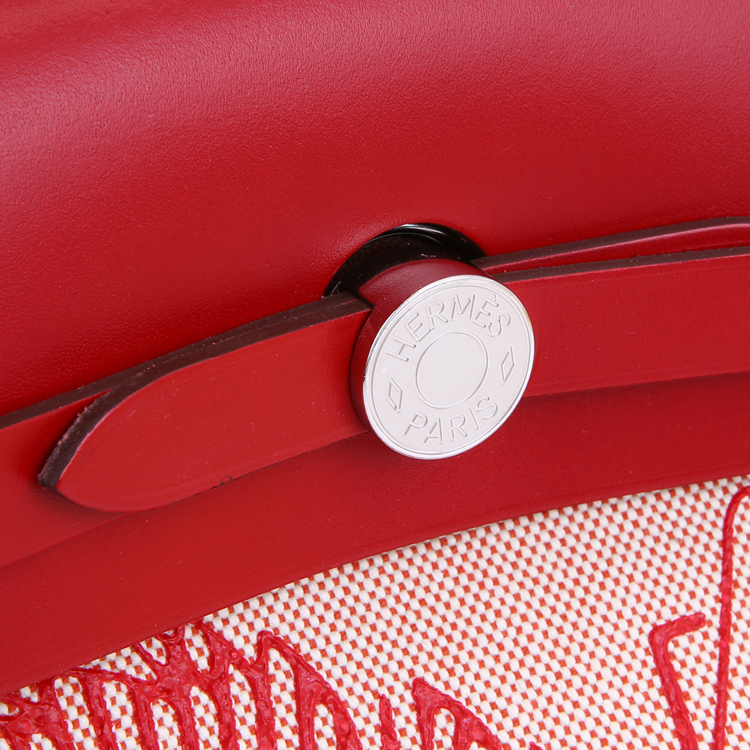 Hermes Herbag 31 Pegasus red cowhide canvas handbag crossbody bag