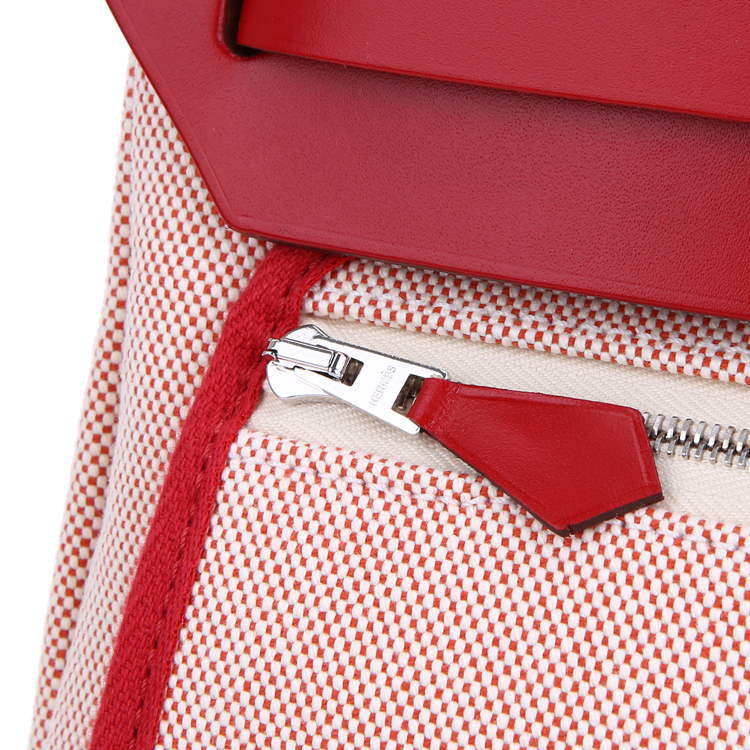 Hermes Herbag 31 Pegasus red cowhide canvas handbag crossbody bag