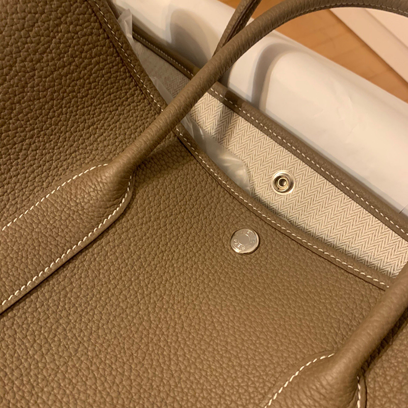 Hermes GArden Party 36 calfskin handbag Silver buckle women's bag H051559CK18